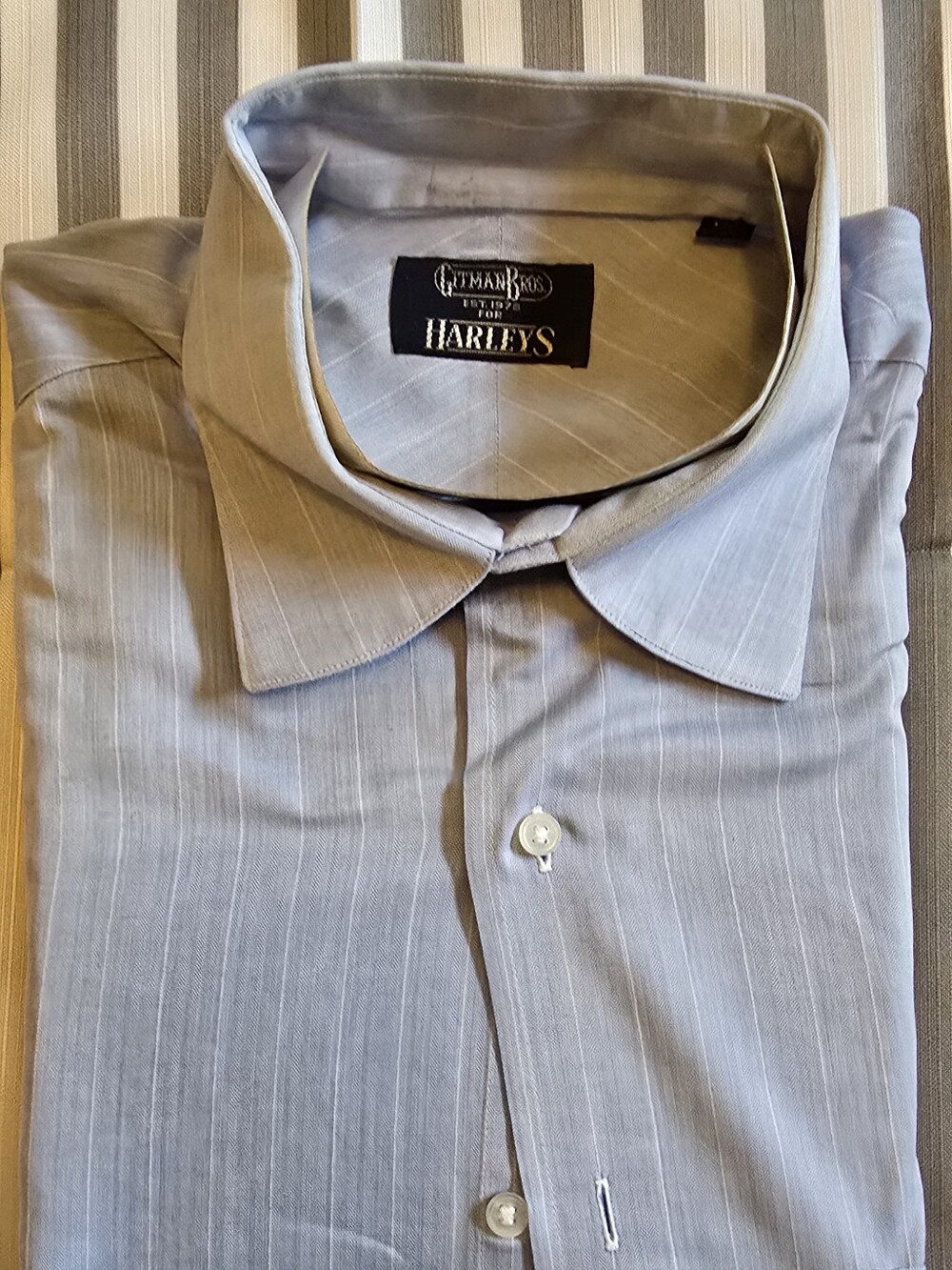 Vintage Gitman Bros For Harleys Light Blue Herringbone Dress Shirt